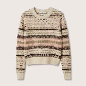 Print knit cotton sweater (Mango, size: S, color: Sand)